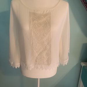 Tobi: White Butterfly Sleeve Top